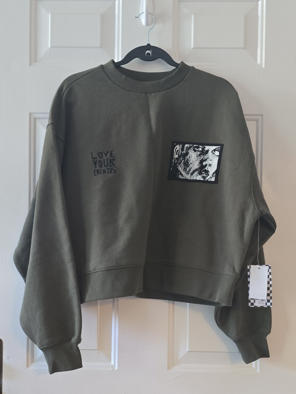 Vans Skate Lisa Crew Sweatshirt Olive Green Boxy Crop NWT Small